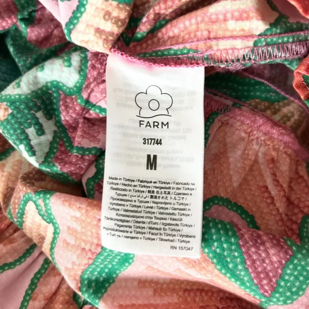 Farm Rio Beaded Spring Sleeveless Midi Dress Size Medium Tropical - Picture 5 of 6